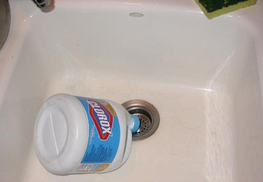 Diluted Bleach or Drain Cleaner