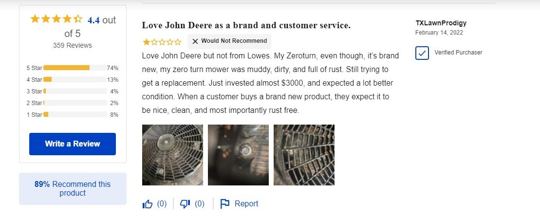 John Deere z335e reviews