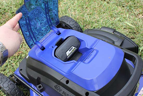 Kobalt 40V electric mower battery slot