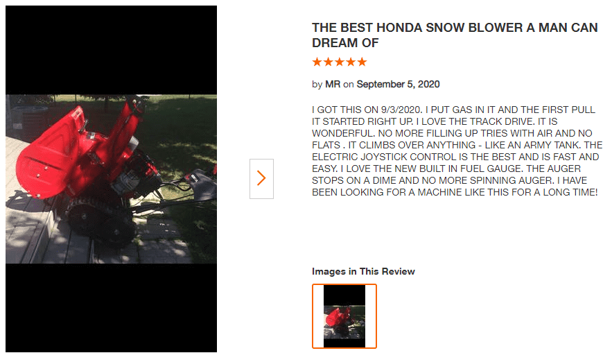 Honda Snow Blower customer review